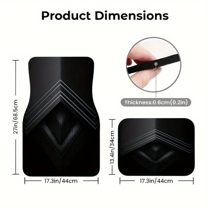 4pcs Black And Gray Minimalist Geometric Style Car Floor Mats, Tech Mecha-Inspired Wear-Resistant And Non-Slip Universal Car Mat
