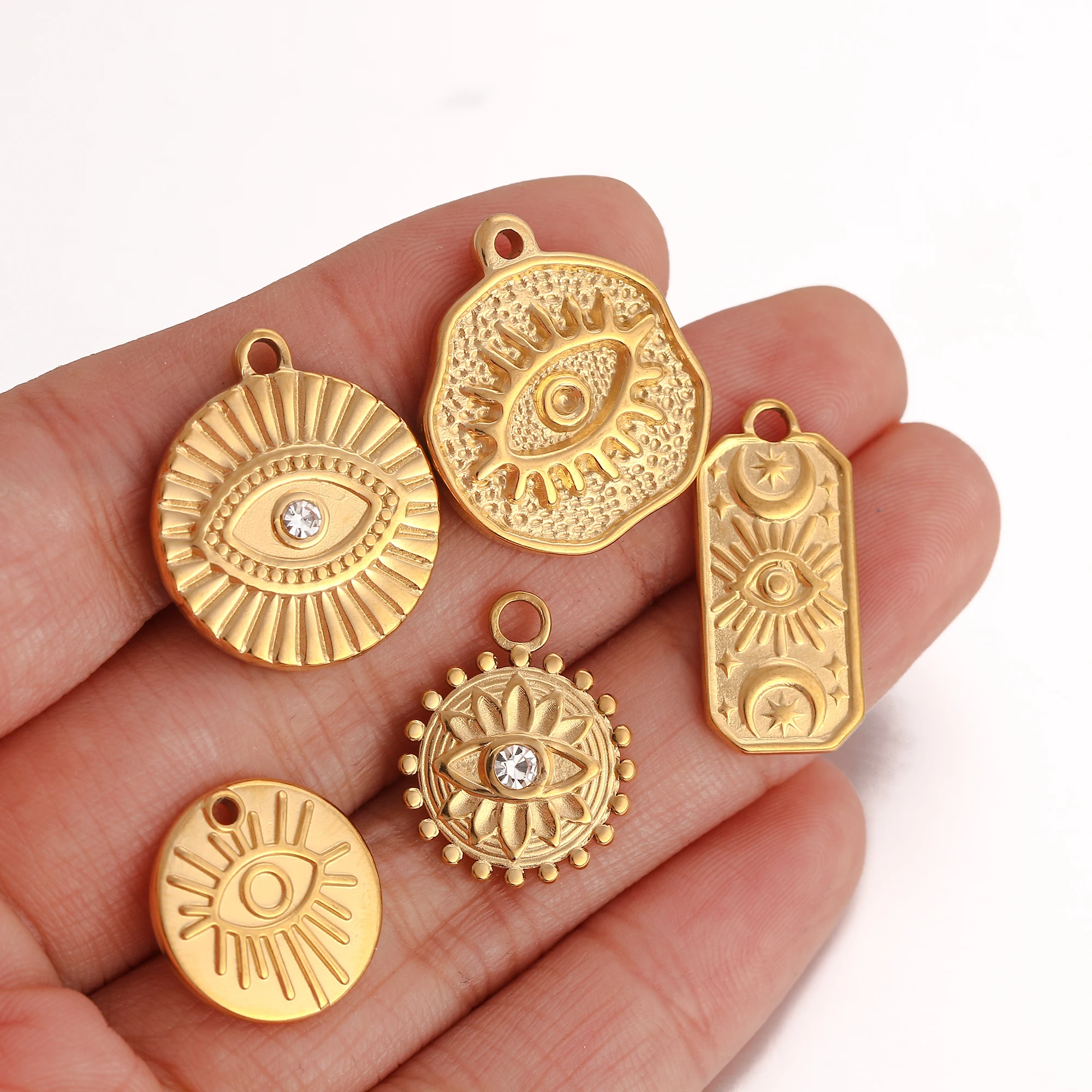 3Pcs Casting Heart Eye Charms Stainless Steel Jewelry Making Cz Evil Eye Pendants Diy Lucky Amulet Earrings Necklace Craft Charm
