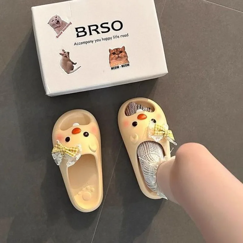

Fashion tribal bow beaver cool slippers women's outerwear 2025 spring and summer new comfortable home beach shoes women