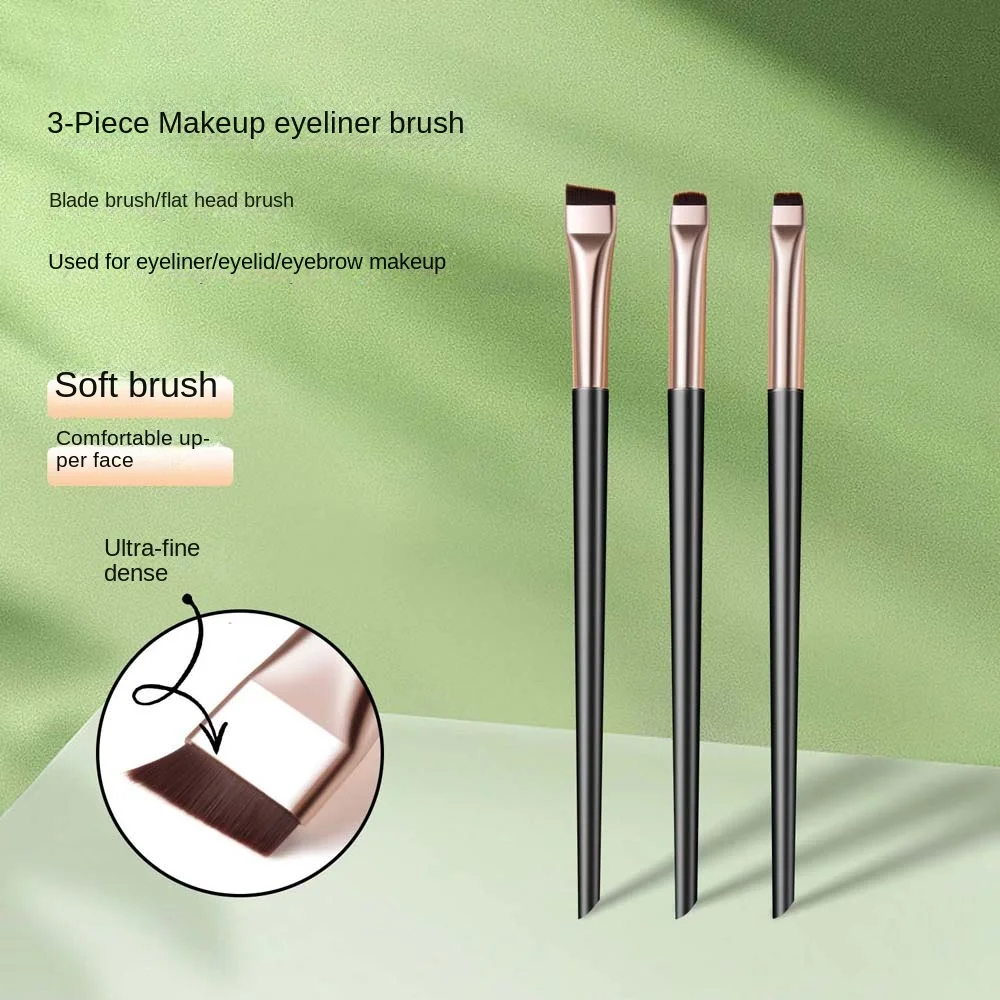 3 ชิ้น/เซ็ต Eyebrow Eyeliner FLAT Fine Eyebrow แปรงภายใต้ตาแต่งหน้าเครื่องมือความงามอายแชโดว์ Applicator เอียงแบน