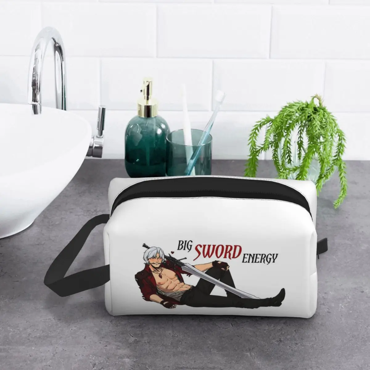 Devil May Cry Big Sword Energy Makeup Bag Cosmetic Organizer Storage Dopp Kit Toiletry Cosmetic Bag for Women Beauty Travel