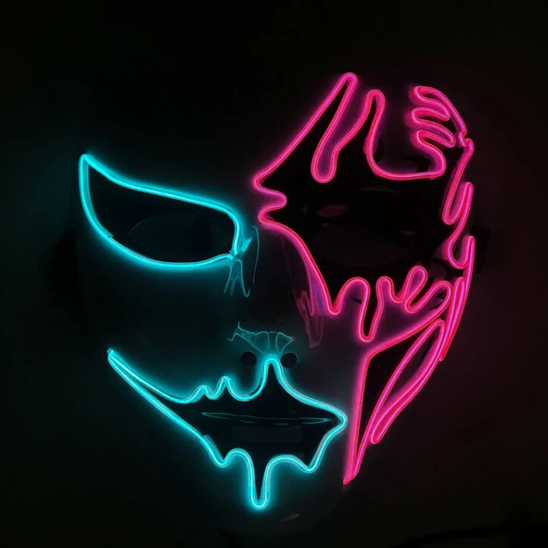 LED Hand-painted Hip-hop Mask Ghost Dance Glow Ghosts Dance Hip Hop Night Club Masquerad Halloween Carnival Night Flashing Mask