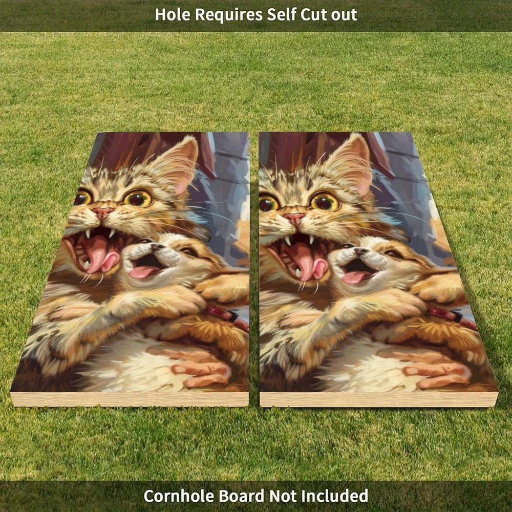 عناق القطط والكلاب، فن الحيوانات الأليفة غريب الأطوار، مشهد الشارع، قيمة عالية! ملصقات رمل من الفينيل المسطح ثنائية الأبعاد - خالية من الفقاعات، سهلة الاستخدام، وات #5