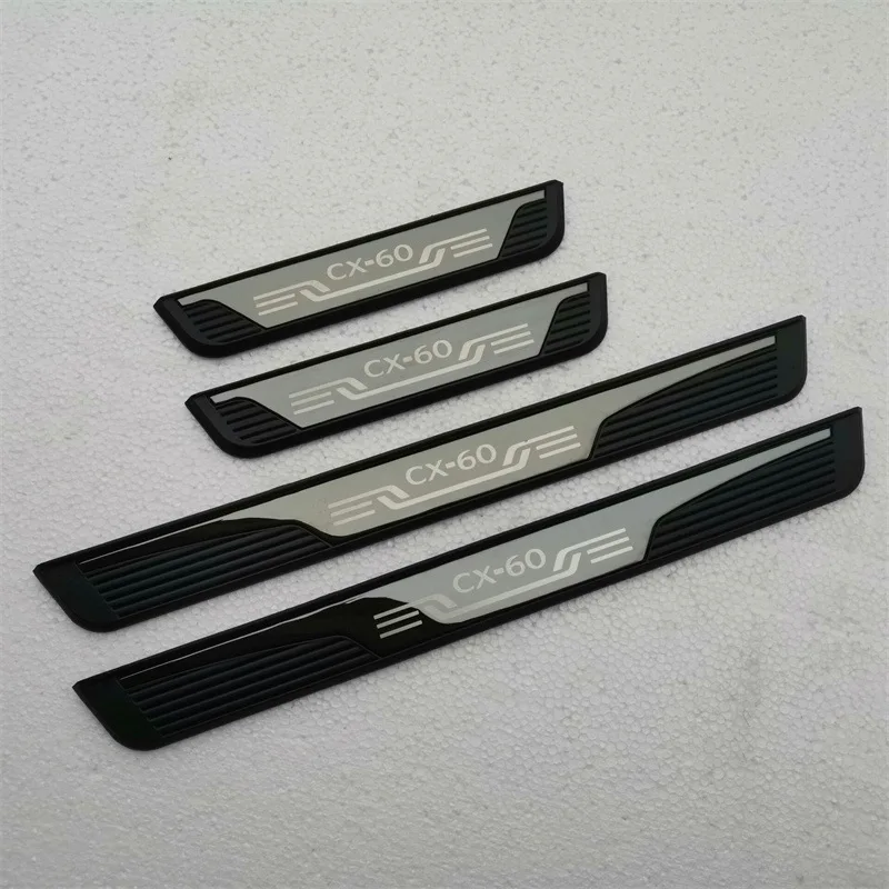 For Mazda CX60 Door Sill Protector Car Accessories Auto Threshold Scuff Plate Stickers Steel Pedal Trim Styling 2022 2023 2024