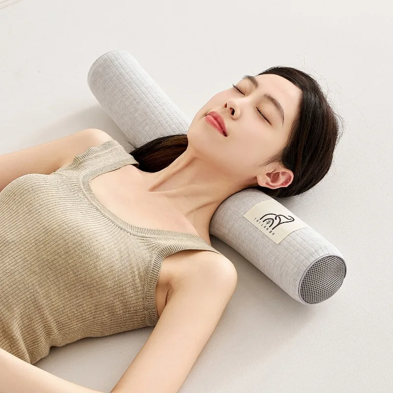 Multi-functional solid color striped latex cylindrical pillow candy pillow adult household neck pillow