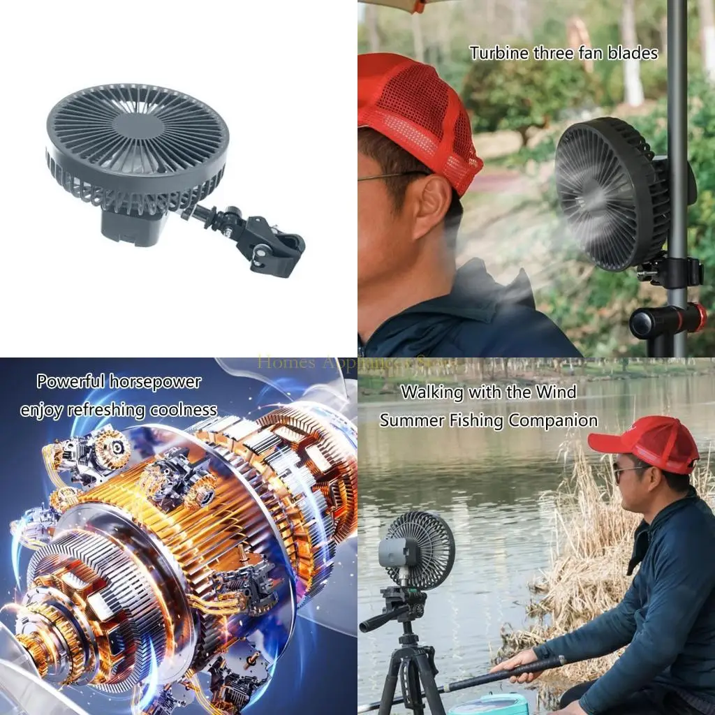 

D0AB Portable Clip на батареи вентилятора, управляемый маленьким мощным USB -столом, 4 Speed ​​Quie With