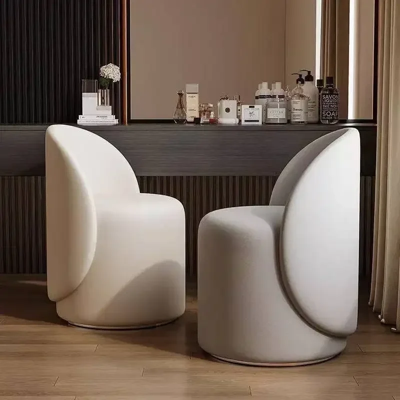 Manicure Round Stool Bedroom Dressing Stool Luxury Makeup Chair Household Cream Style Girls Bedroom Dresser High Backrest Chair