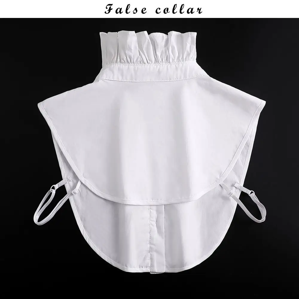 All-match White Detachable Fake Collar Ruffle V-shaped Lace Lapel Half Shirt Stand Collar Pleated Lotus Leaf Fake Sleeve Female
