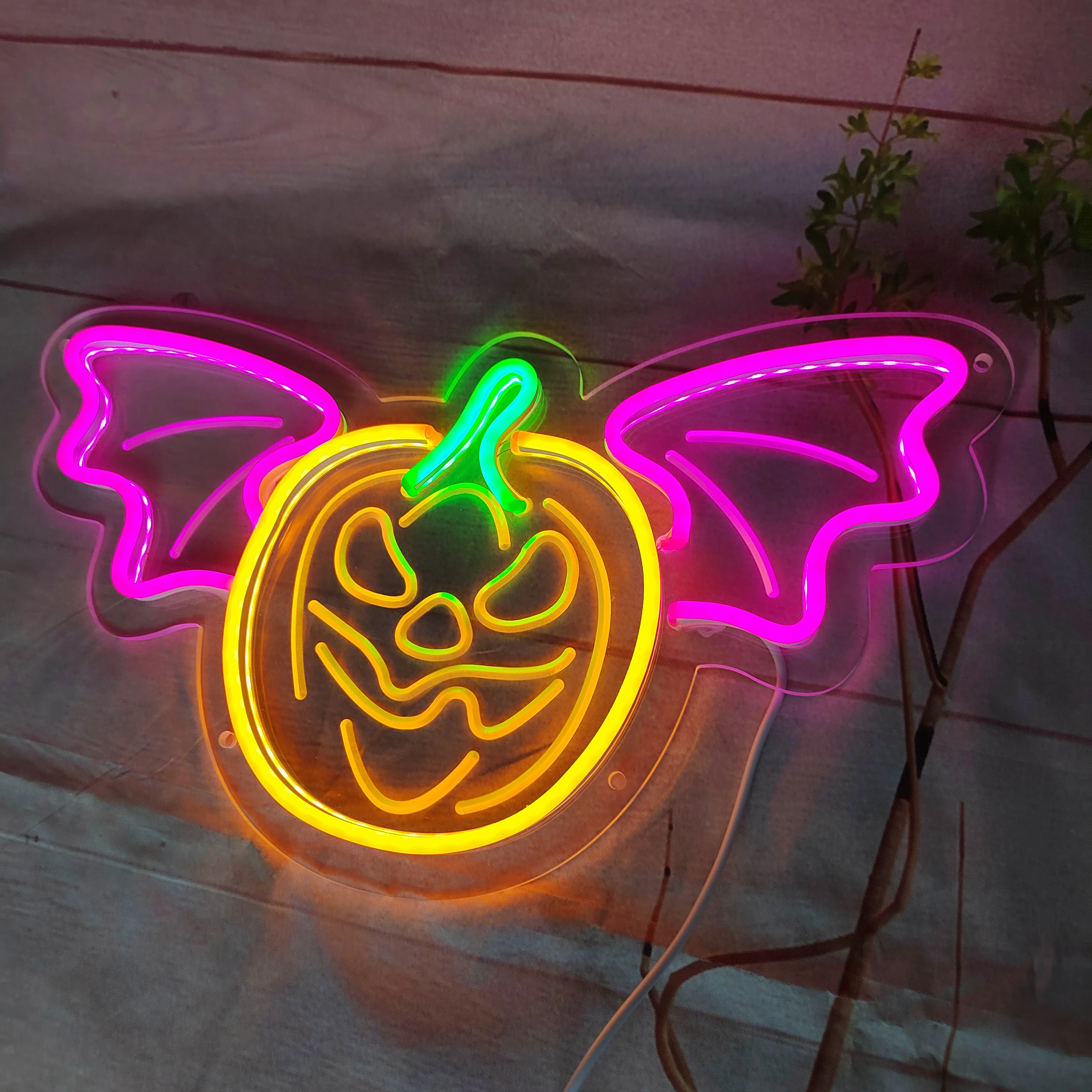 Halloween Pumpkin Neon Sign Bat LED Neon Lights for Wall Decor USB Powered Neon Lights for Bedroom Gifts Christmas Decorations