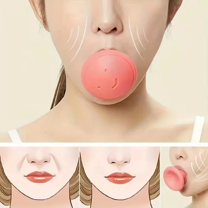 Quick Slimming Silicone Mouth and Jaw Exercise Device, V-shaped Chin Wrinkle Removal, Blowing Air, Facial Lifting Tool