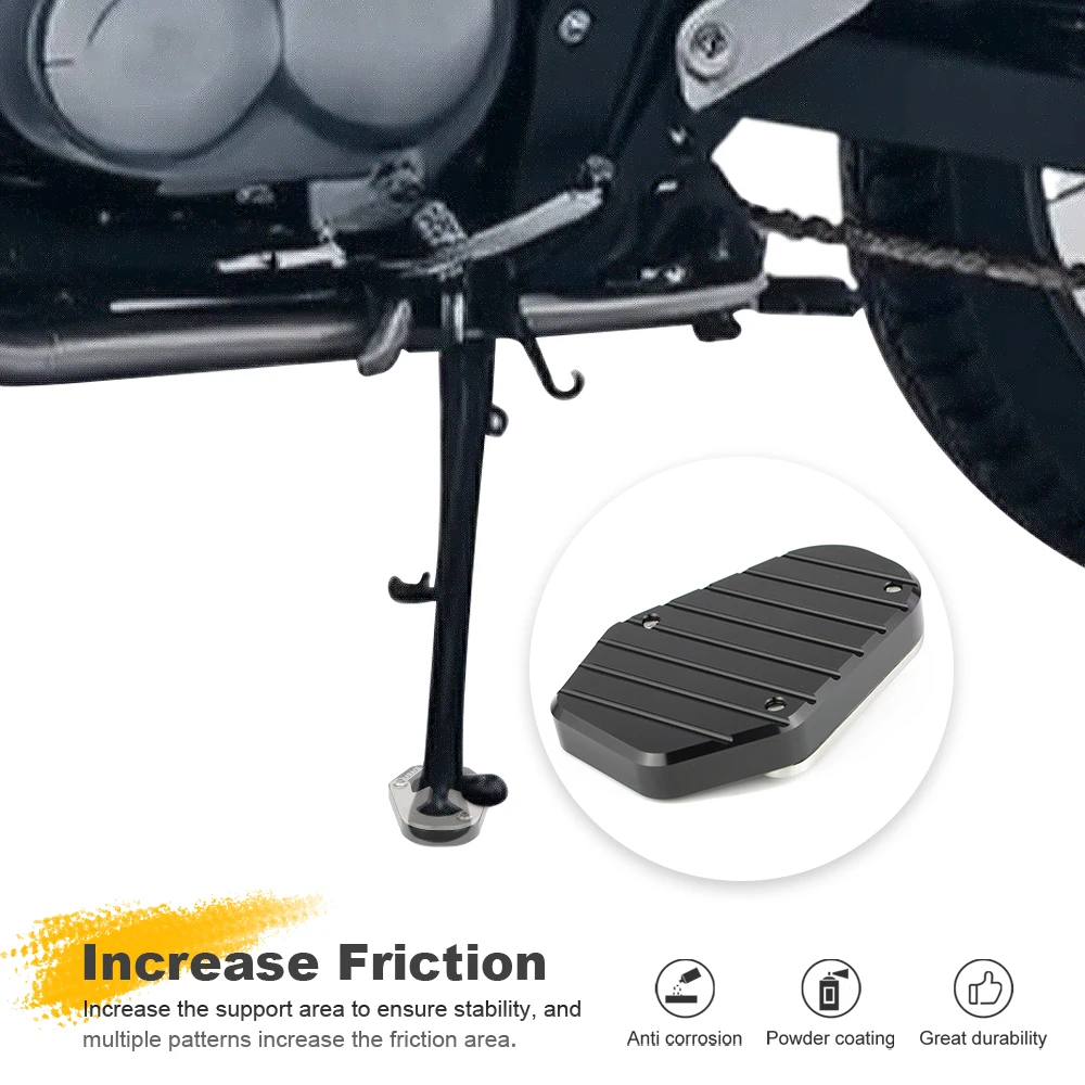 

Motorcycle Kickstand Shoe Side Stand Enlarger Extension Enlarger Pate Pad Kick Stand Himalayan 450 2024-2025 For Royal Enfield