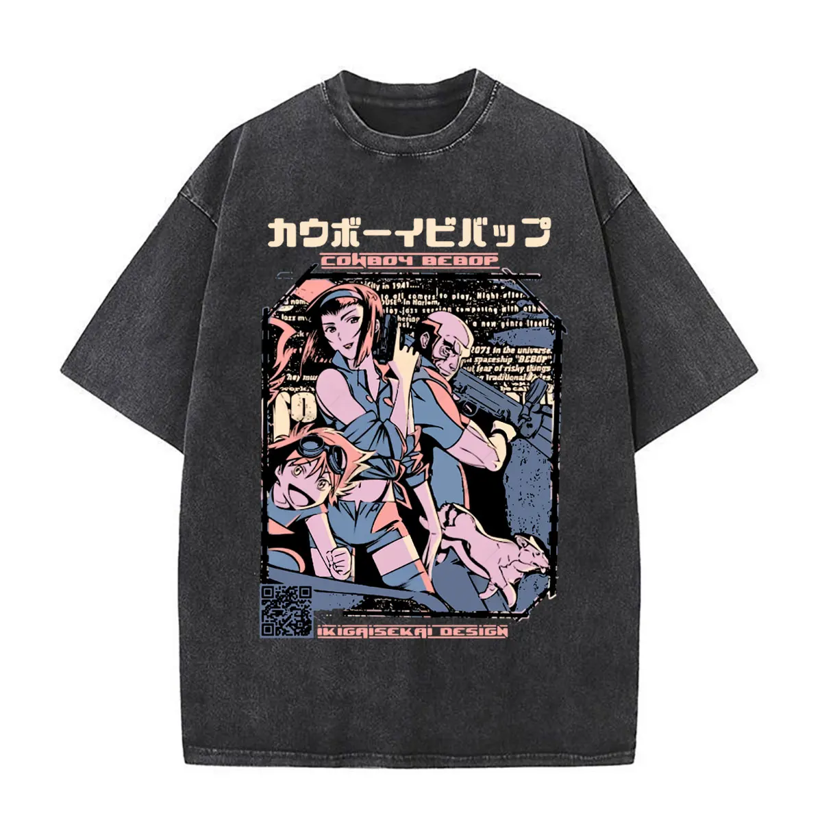 Camiseta con estampado de Anime Cowboy Bebop Spike Spiegel para hombre, ropa informal a la moda, camiseta de manga corta de gran tamaño, ropa de calle