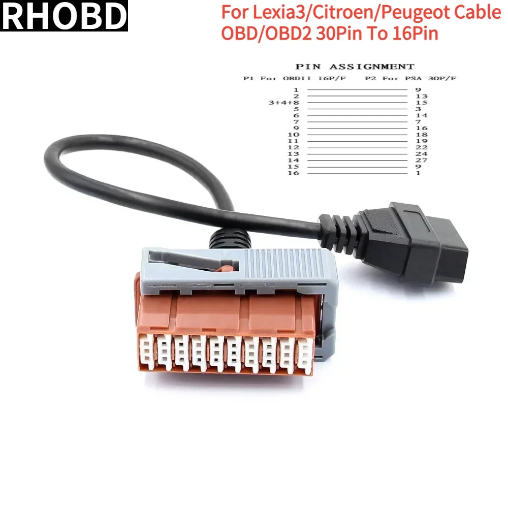 New PSA 30 Pin Cable OBD2 II Connector Adapter Lexia 30Pin OBD2 Connect Cable Lexia3 30PIN For Peugeot/Citroen