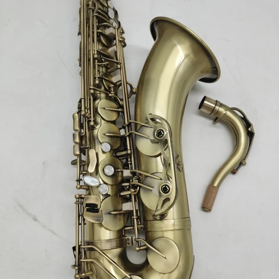 

Classic antique copper Bb professional tenor saxophone antique brushed craft exquisite pattern Tenor sax jazz instrument