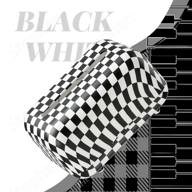 Black and White Checkerboard Tissue Boxes Nordic Modern ABS Plastic Twisted Craft Napkin Holder Living Room Desk Paper Towel Box