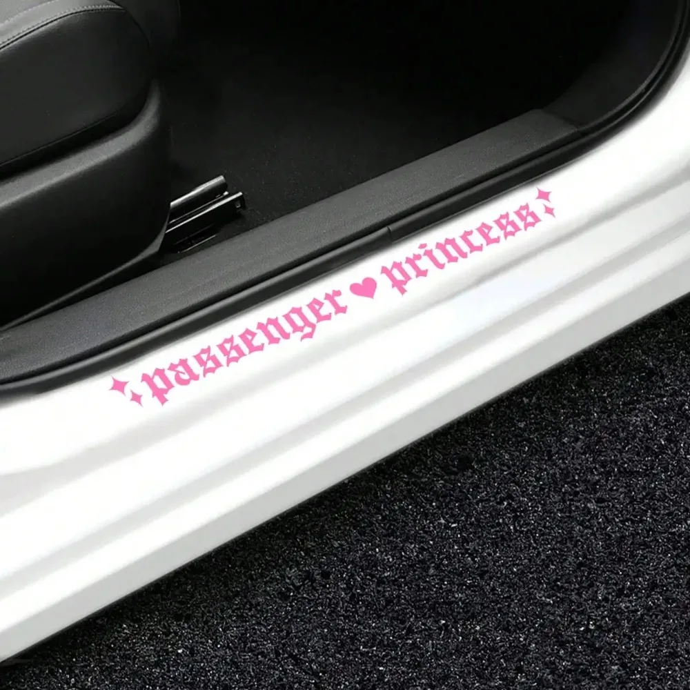 Passenger Princess Car Sticker, Cute Gothic Vinyl Decal for Door Sill, Window, Aesthetic Car Accessories for Girls