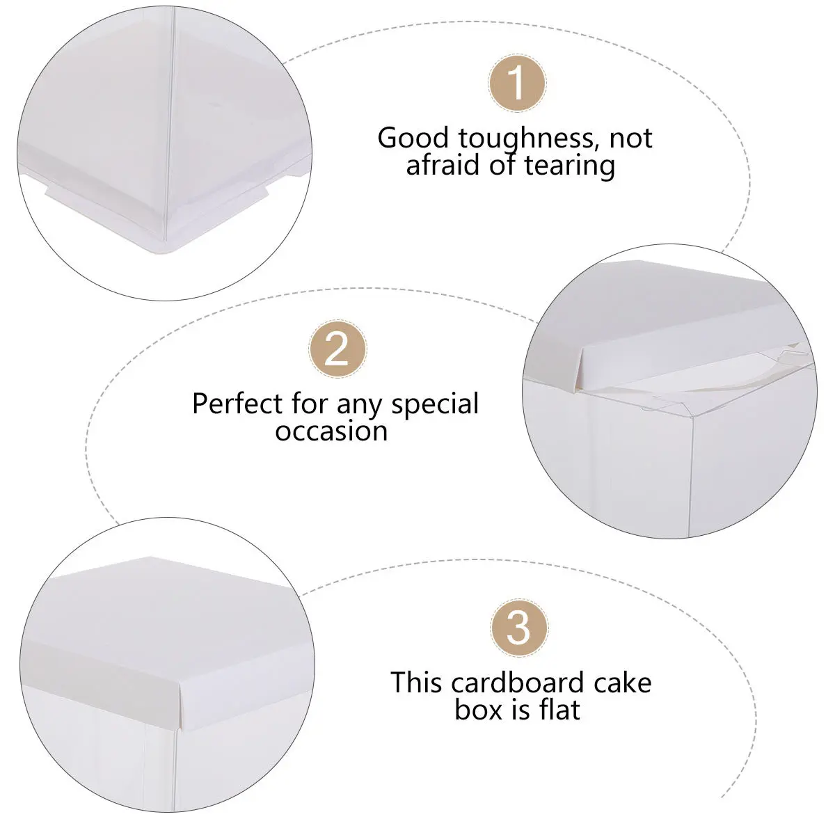 4Pcs Premium White Cardboard Cake Box Elegant Assembly for Birthday Wedding Shower Dessert Packaging Box