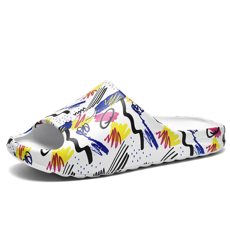 

2025 summer lightweight beach flip-flops graffiti style men's large-sized flip-flops comfortable men's thick-soled sandals