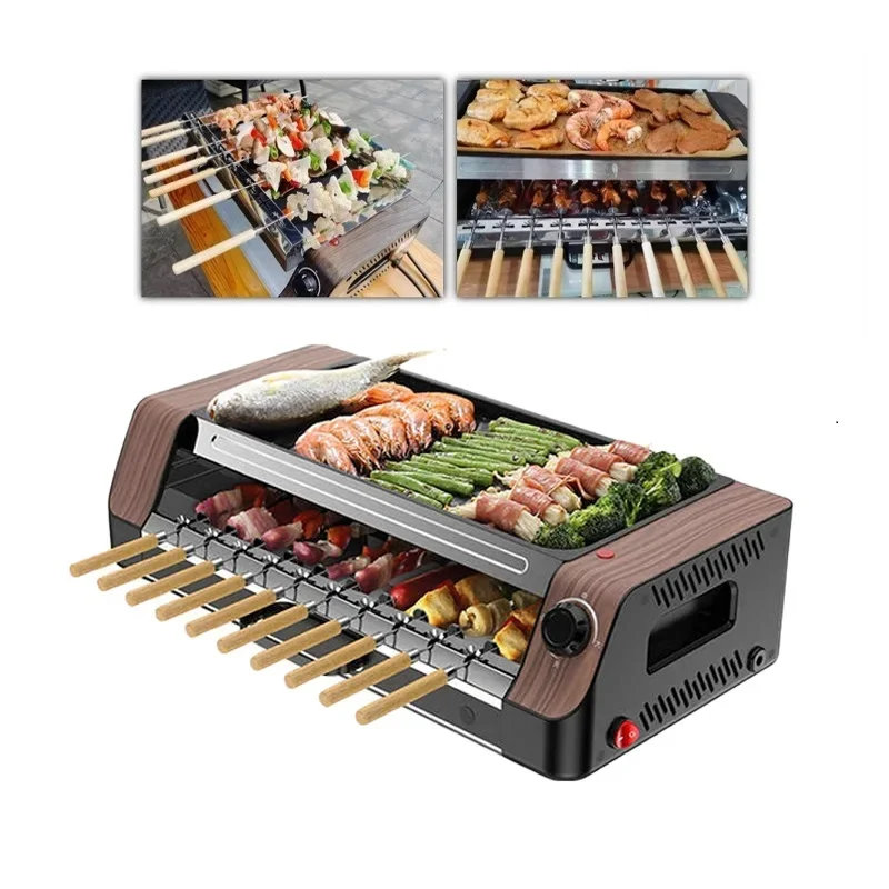 Household Automatic Rotating Smokeless Home Barbecue Hot Dog Automatic Rotating Barbecue Machine Mutton Skewers Barbecue Machine