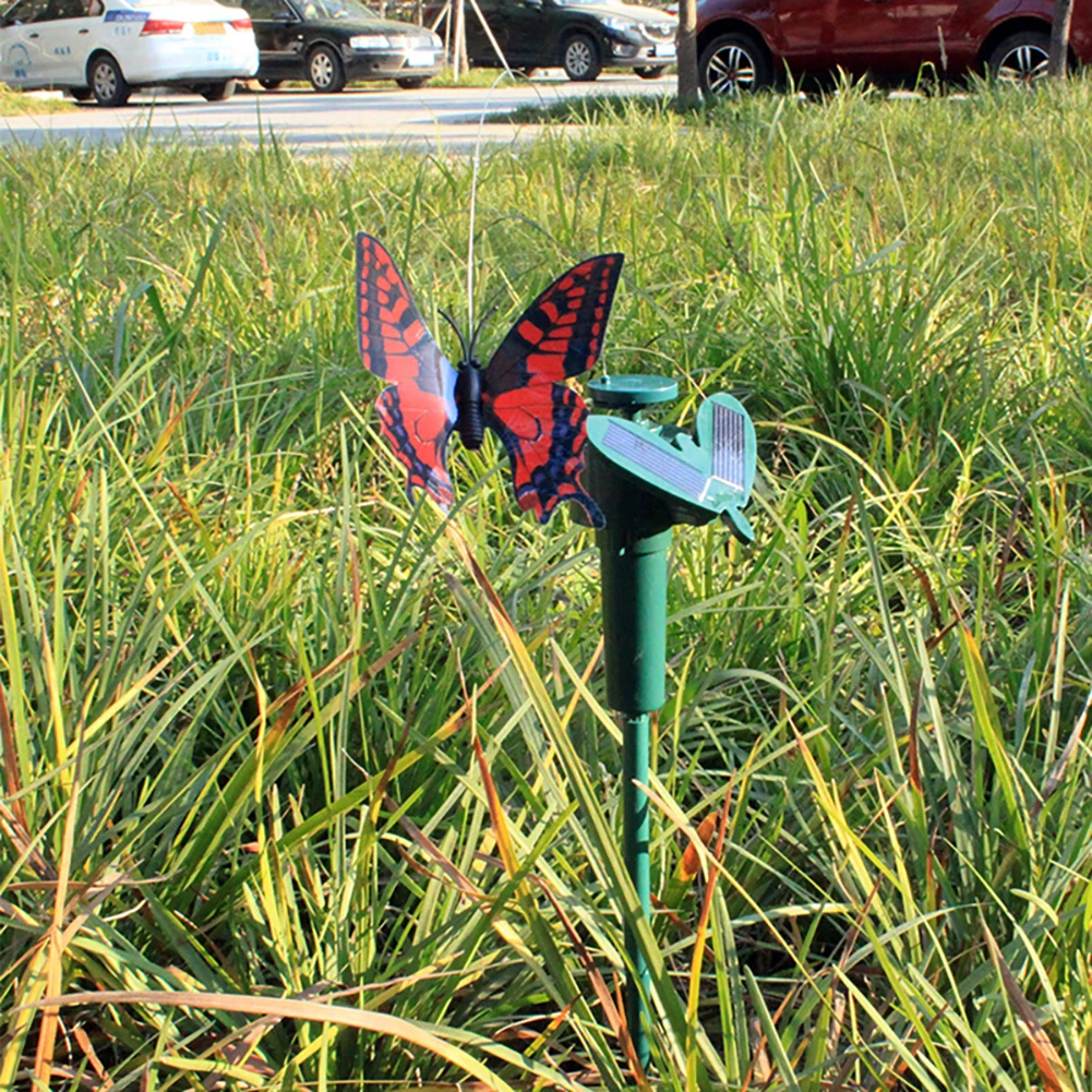 Solar Garden Dancing Ornament Solar Powered Flying Wobble Cute Animal Fluttering Butterfly Ornament Outside Ornament Decor