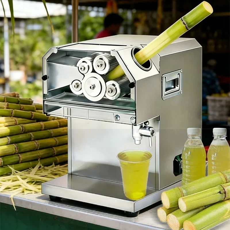 Electric Sugarcane Juicer, Commercial Roller-Press Juicer, Ideal for Beverage Shops, Fruit Shops, and Street Stalls 220V/110V