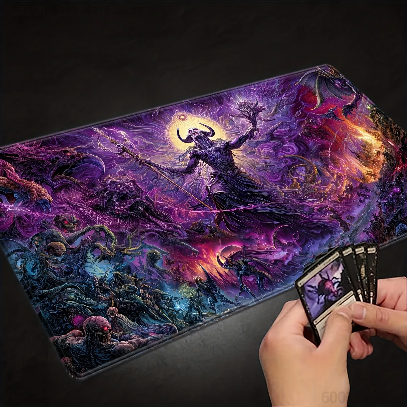 

Non-Slip Base & Washable Surface Compatible for TCG/MTG/CCG/RPG - Cosmic Desk Mat with Stars & Planets,