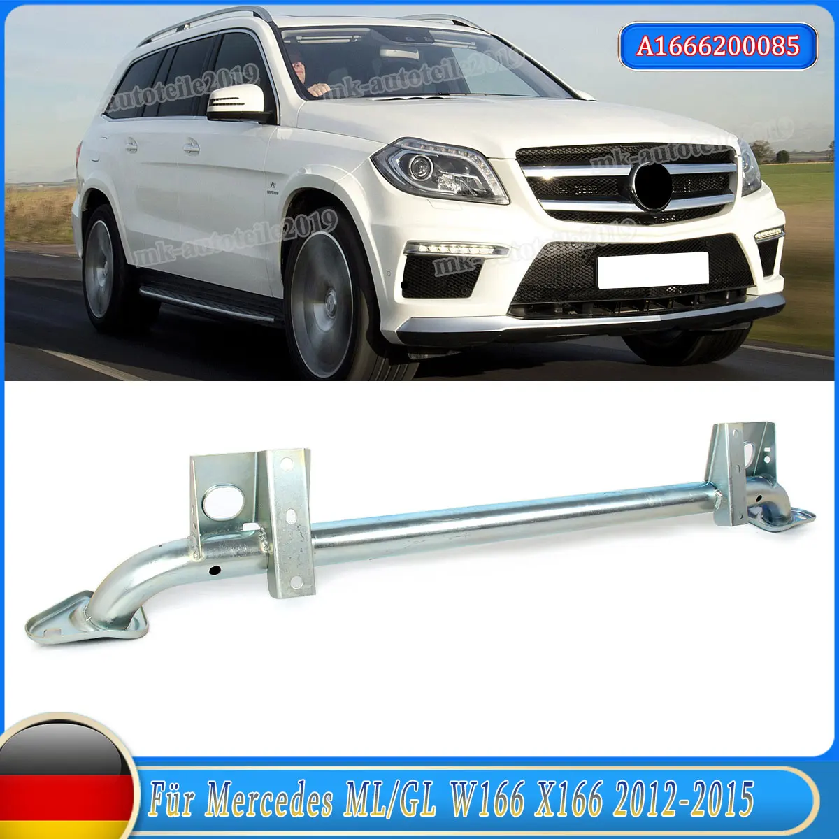 For Mercedes ML Class W166 GLE350 ML350 ML550 2012-2015 Front Bumper Reinforce Crossmember Lower Bar Silver Aluminum Steel