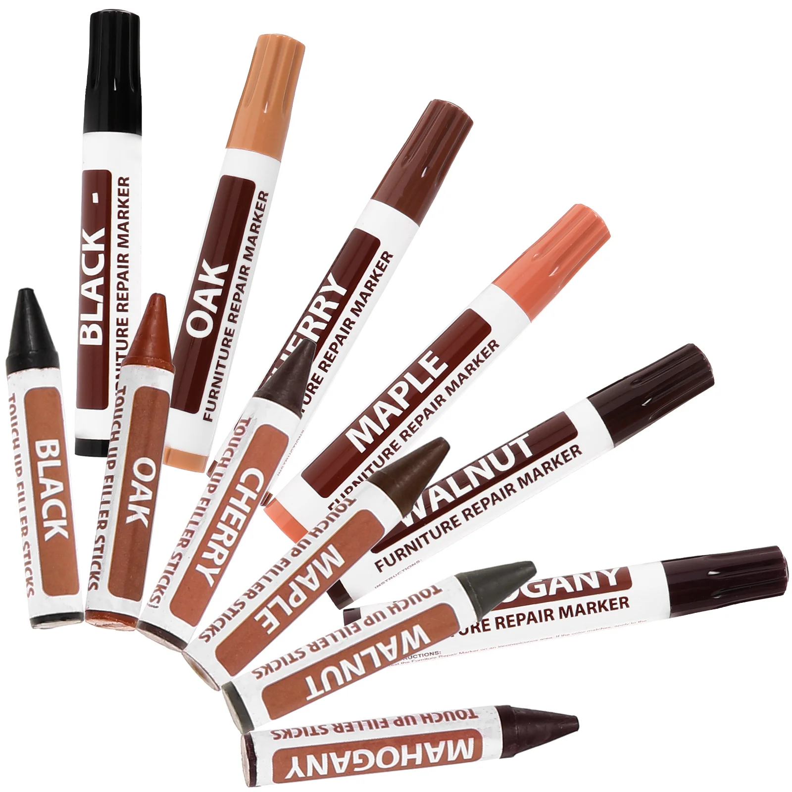 

Furniture Scratch Repair Paint Pen 6+6 Colors Wood Wax Crayons Multifunction Markers Furniture Touch-up Home Use