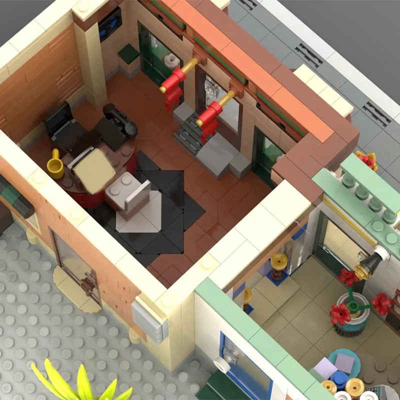 2704pcs MOC Werkstudio en Apotheek - Bouw van Boutique Architectuur Bouwstenen Bakstenen Speelgoed Verjaardag Festival Cadeau