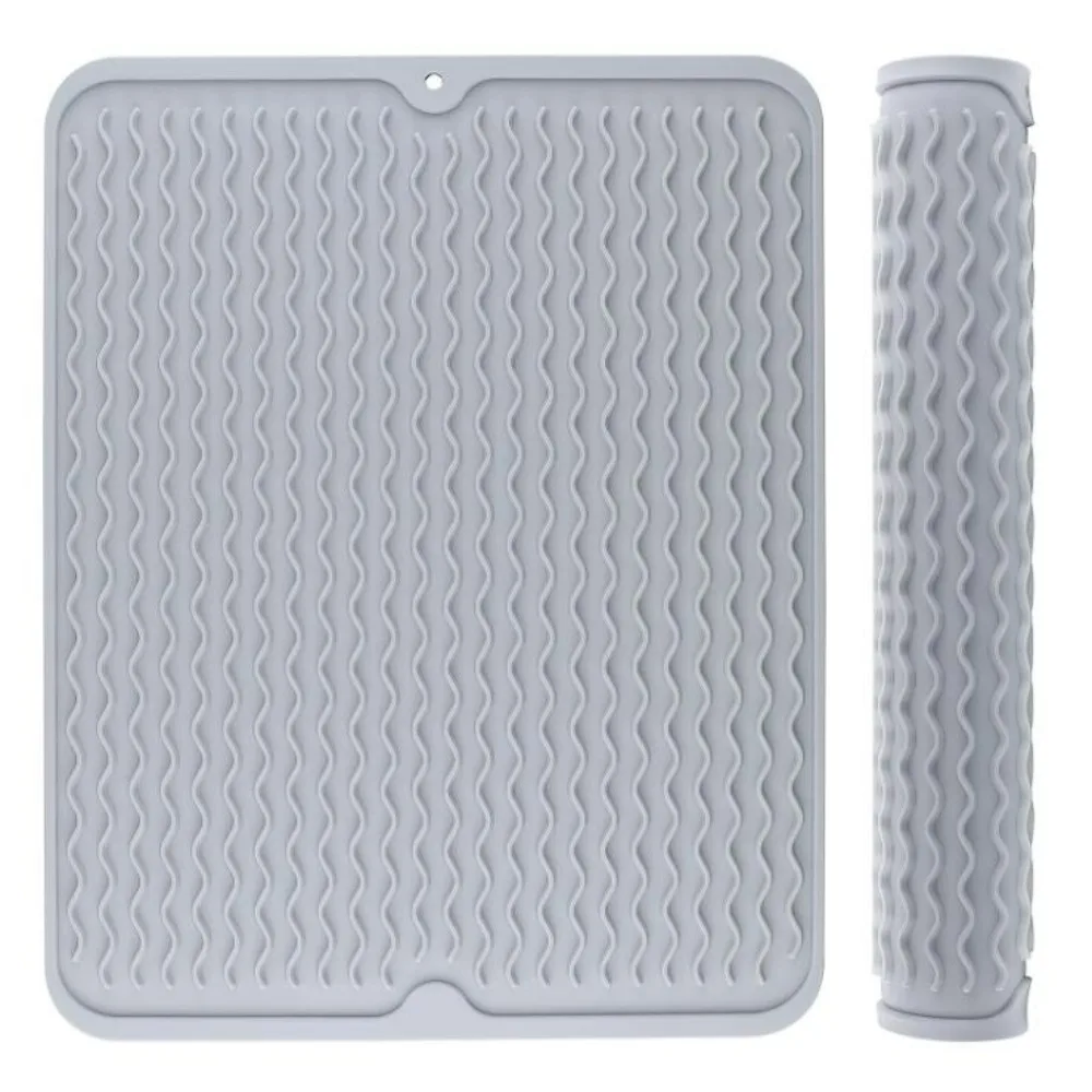 Silicone Dish Drying Mat Heat Resistant Drying Mat For Kitchen Counter Sink Refrigerator Drawer Liner Kitchen Drying Mat