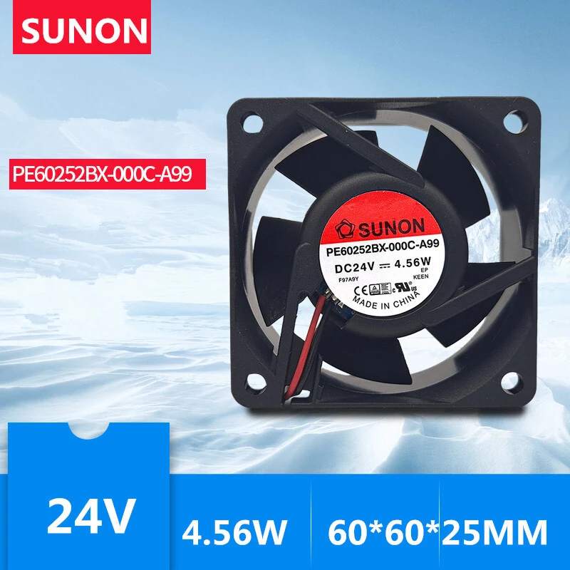 S+    SUNON PE60252BX-000C-A99 6025 24V 4.56W 2-line Ball Inverter DC Fan