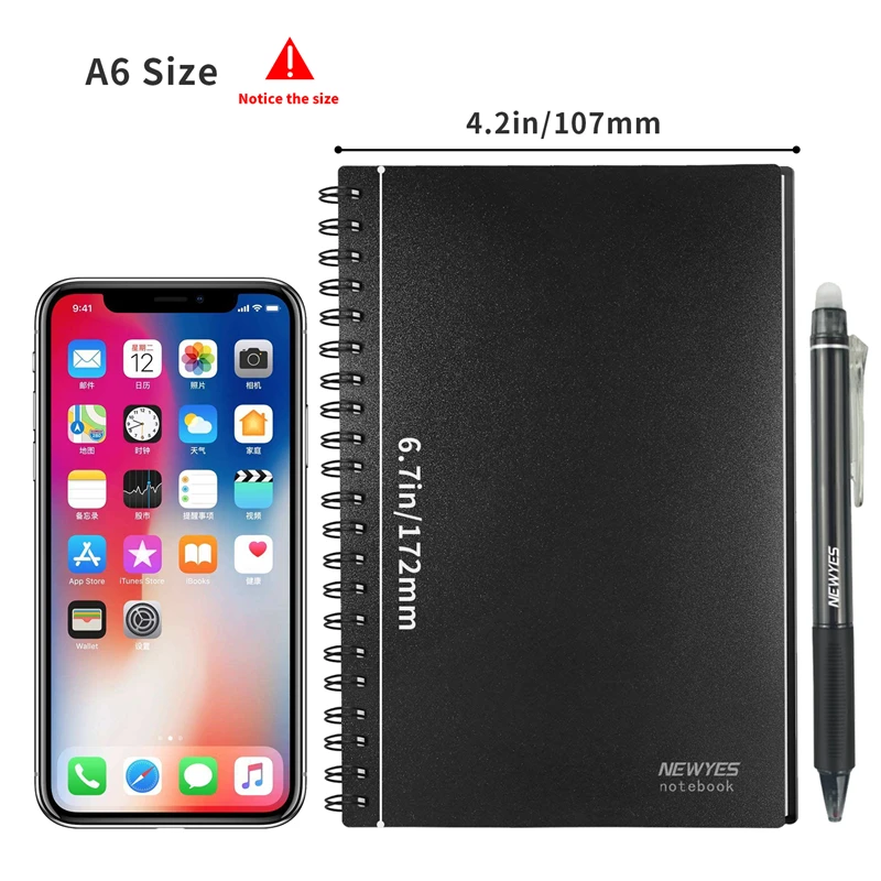 A6 size Smart Reusable Erasable Notebook Microwave Wave Cloud Erase Notepad Note Pad Lined With Pen save paper