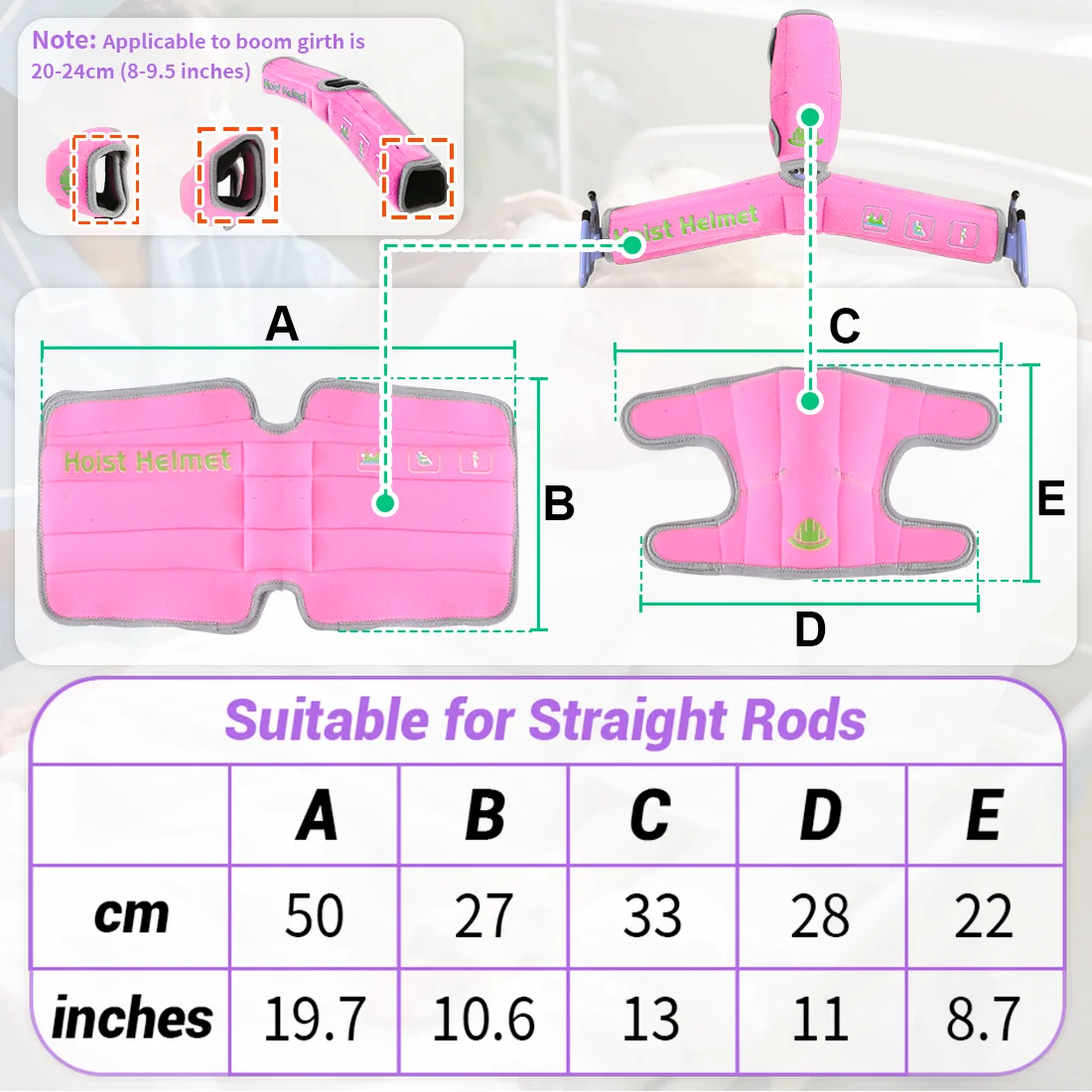 Ehucon Straight Patient Lift Spreader Bar Cover, Head Impact Pad for Patient Transfer Hoist, Protective Helmet