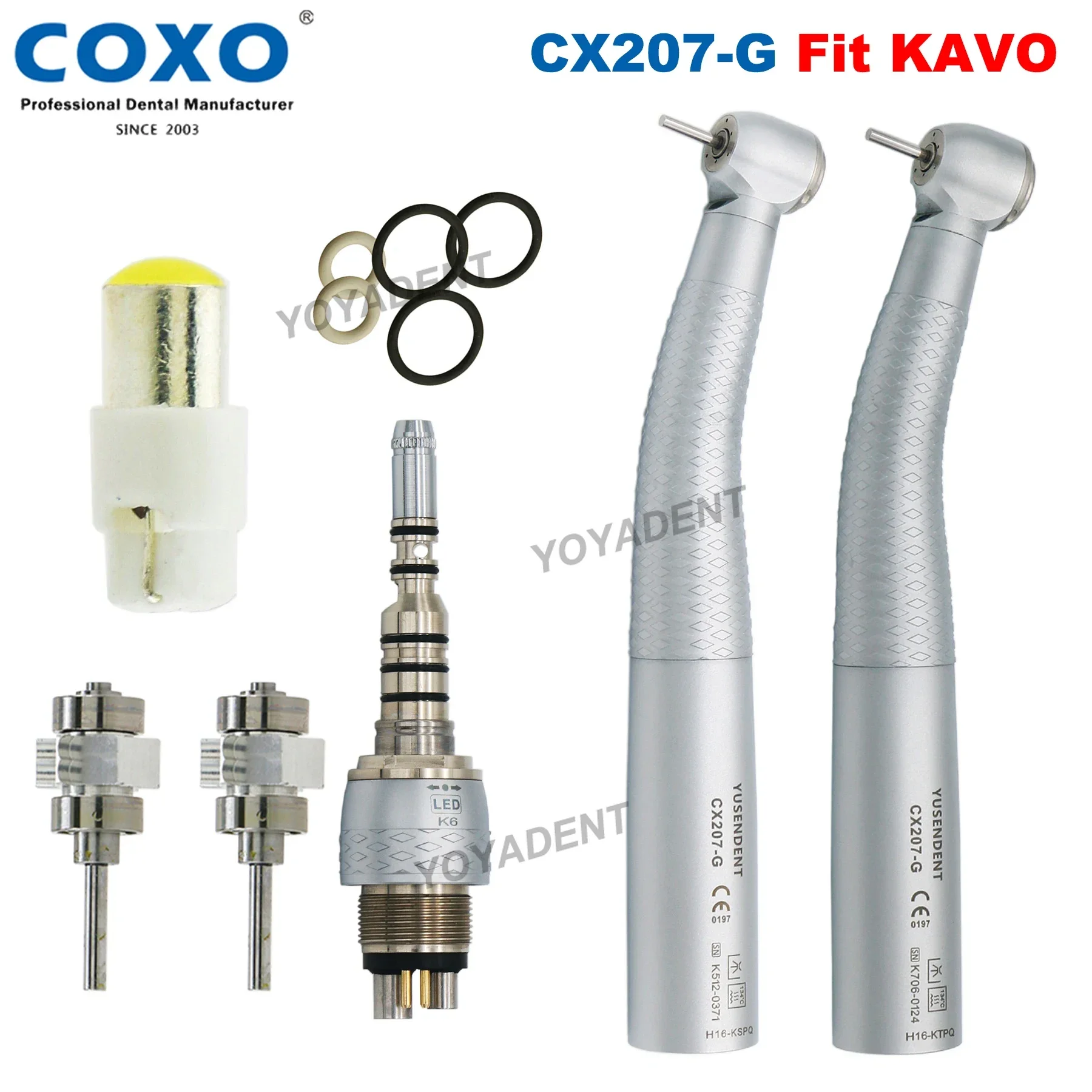 COXO Dental Handpiece Fiber Optic High Speed Handpiece Air Turbine LED Quick Coupler Coupling 6 Holes Fit intoKAVO MULTIfelxLUX