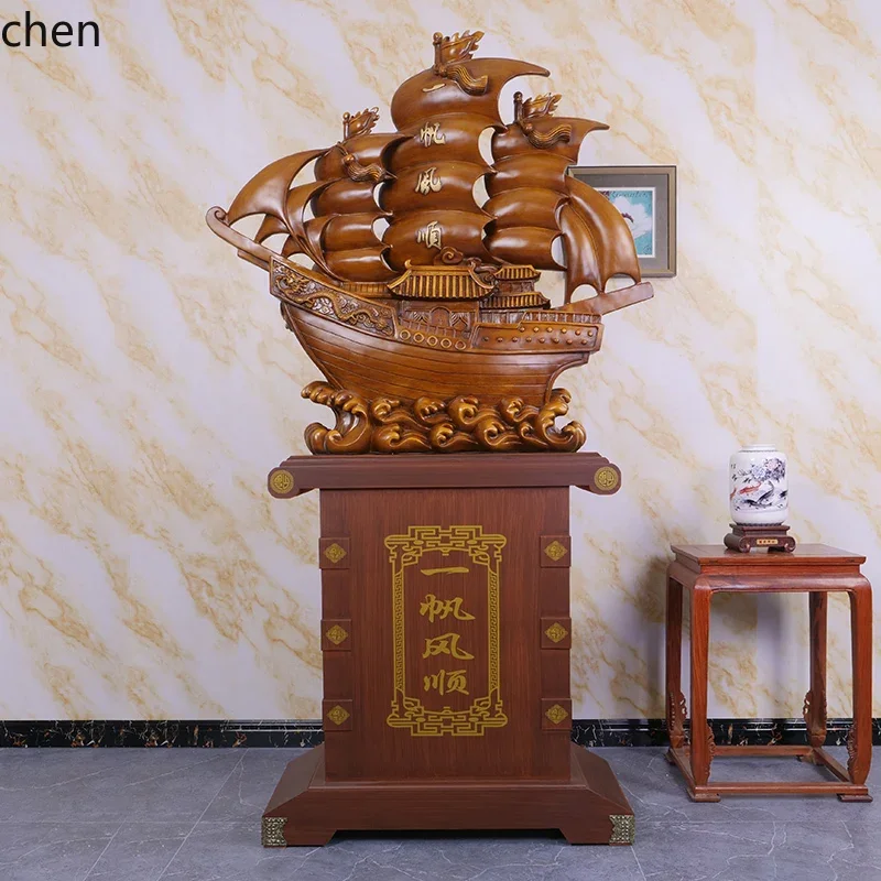 YFY  Smooth Sailing Sailboat Ornament Gift Wealth Attraction Office Lobby Floor Decoration