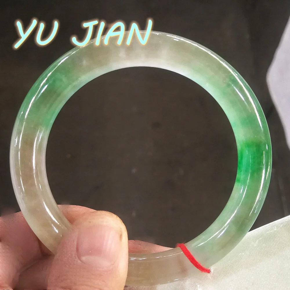 

Beautiful Delicate High Ice Floating Green Flower Bangle Scarce Natural Myanmar Grade A Jadeite Handring Jade Bracelet Jewelry