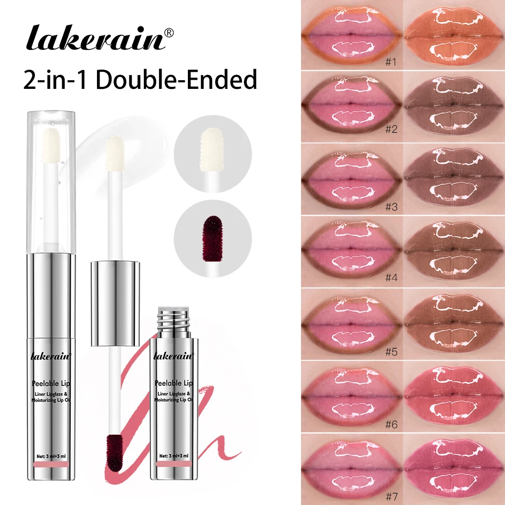2 IN 1 Doublw-Ended Peel Off Lip Liner & Lip Oil Waterproof Matte Nourishing Smudge Proof Lipstick Long Lasting Cosmetics Makeup