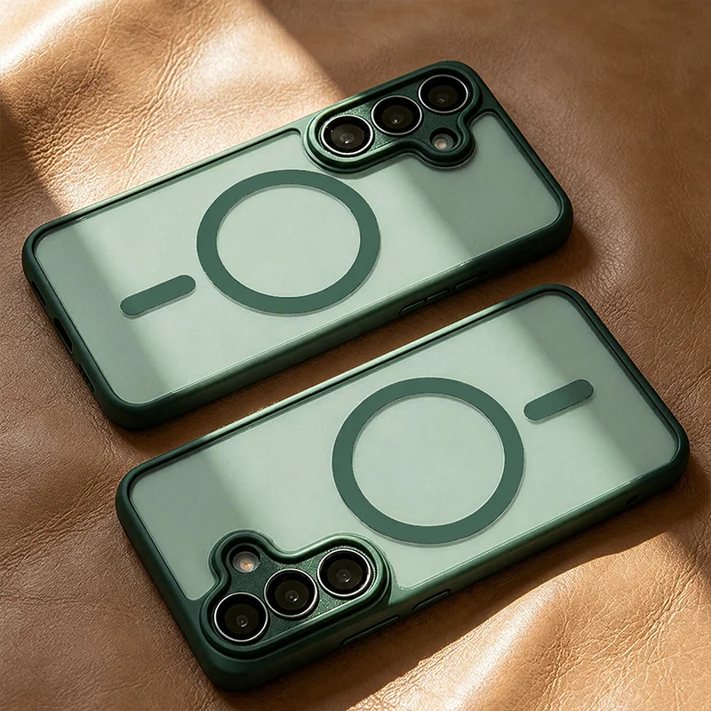 Funda magnética de lujo compatible con MagSafe para Samsung Galaxy A57 A37 A56 A36 A16 A17 A26 S26 Ultra S25FE S24 con protección de lente 6