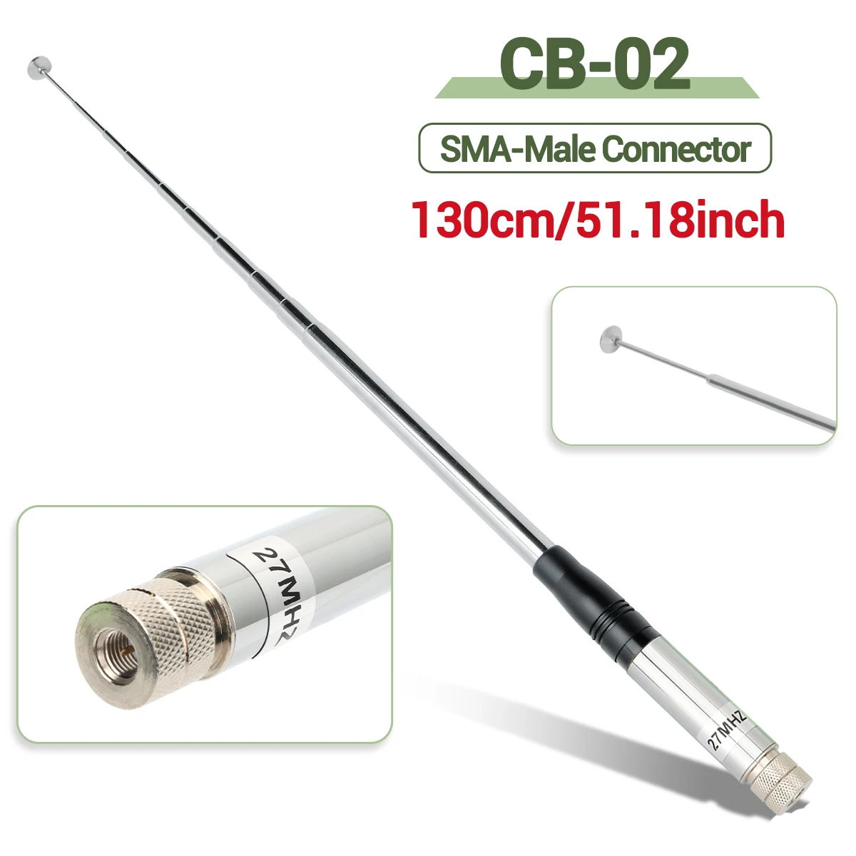 ABBREE Teleskop-CB-Antenne 27 MHz BNC SMA-Buchse SMA-Stecker Antenne für WOUXUN TYT BAOFENG Quansheng Walkie Talkie Amateurfunk