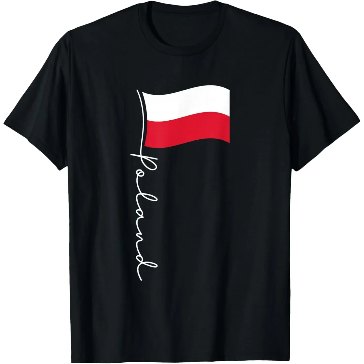 Poland Signature Flag Pole Polish T Shirts Men Humor Streetwear Tee Shirt Short Sleeve Unisex Clothing