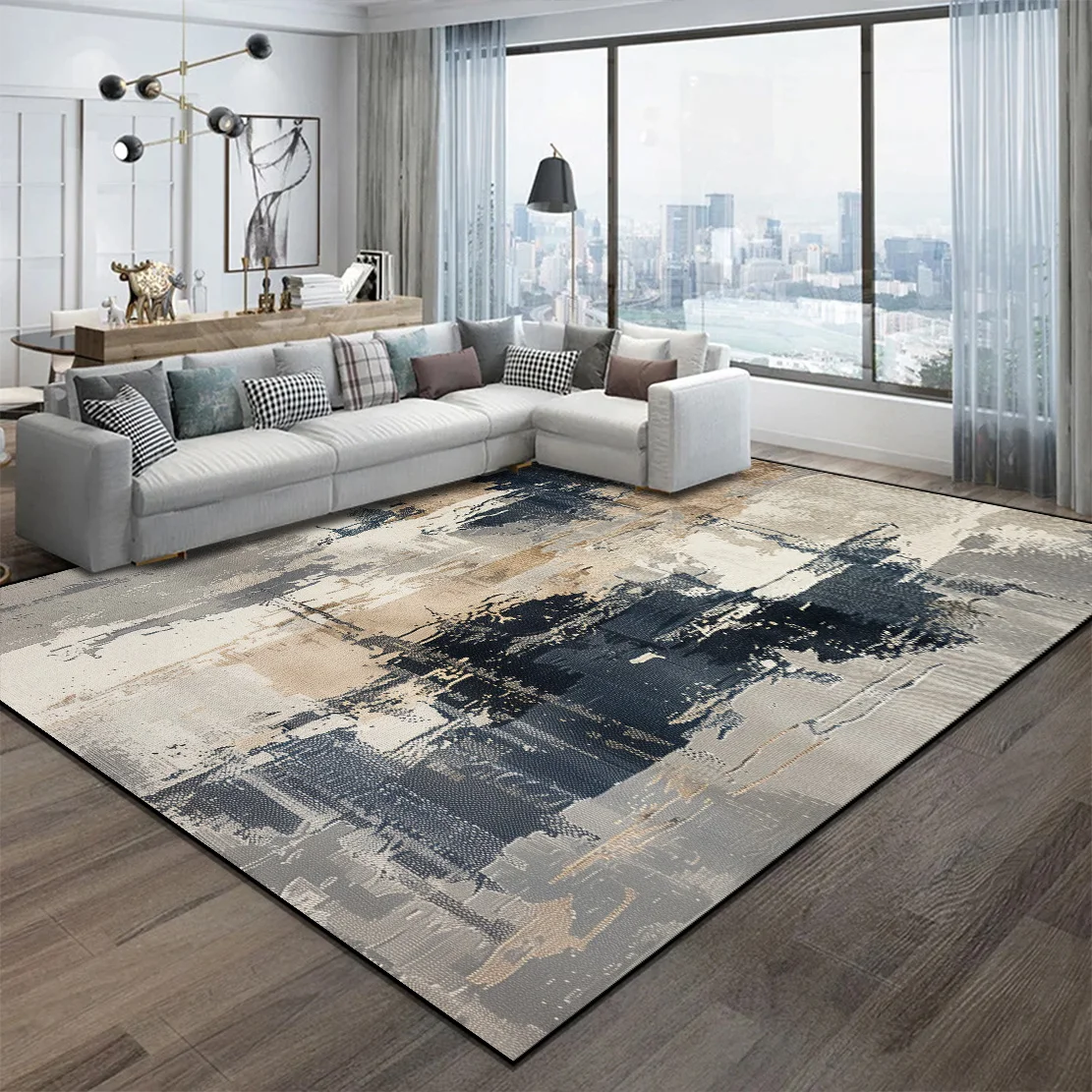 Nordic Abstract Style Carpets Living Room Decoration Easy Clean Large Area Rugs Bedroom Decor Non-slip Floor Mat Ковер Tapete 러그