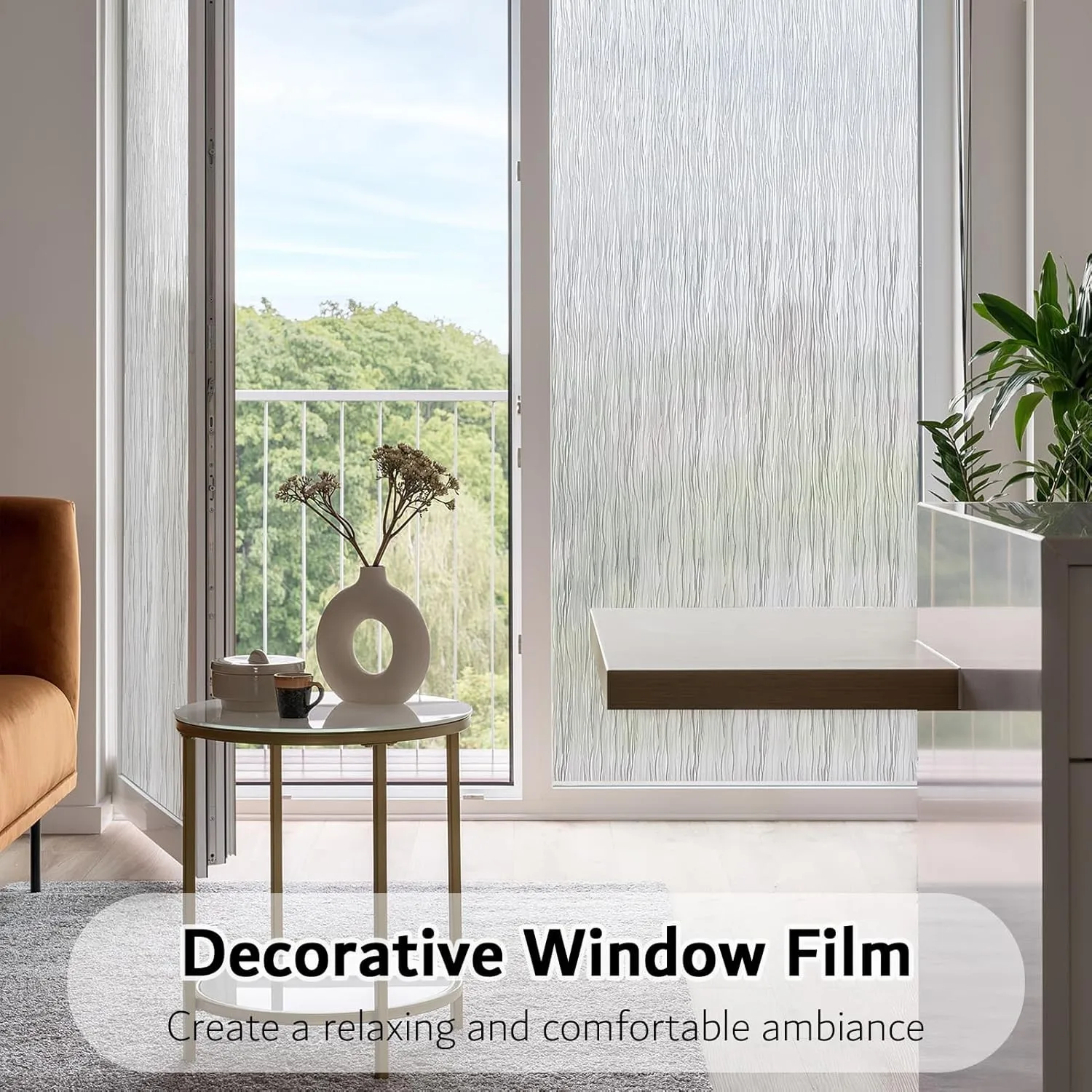 ‌Frosted Window Privacy Film UV Blocking Static Cling, Non-Adhesive Removable Glass Door Cover for Bathroom Office Home Decor