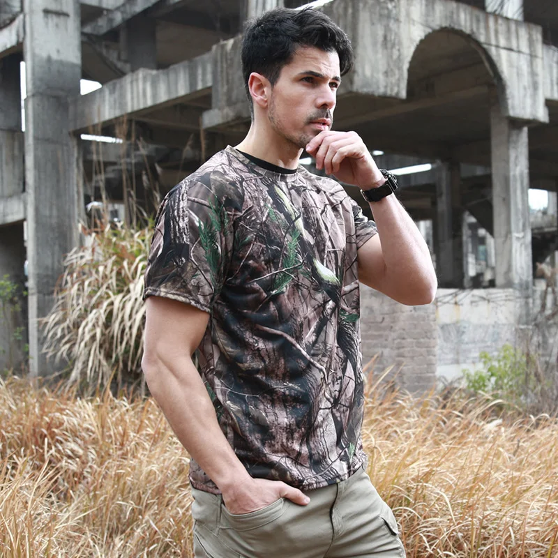 

Men Outdoor Tactical camouflage Short Sleeve T-Shirt Male Spring Summer Breathable Quick-drying Sports Trainning Shirts