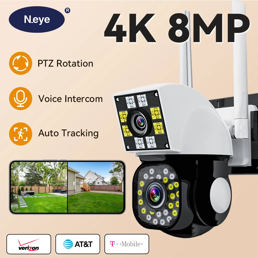 Neye 8MP 4K K15 PTZ WiFi Smart Camera Dual Lens Binocular Outdoor IP Camera CCTV Video Home Security Camera