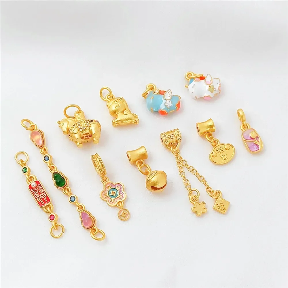 

Copper Plated 18K Sand Gold Oil Drip and Blue Wealth-attracting Flying Horse Pendant Diy Bracelet Necklace Accessory Material