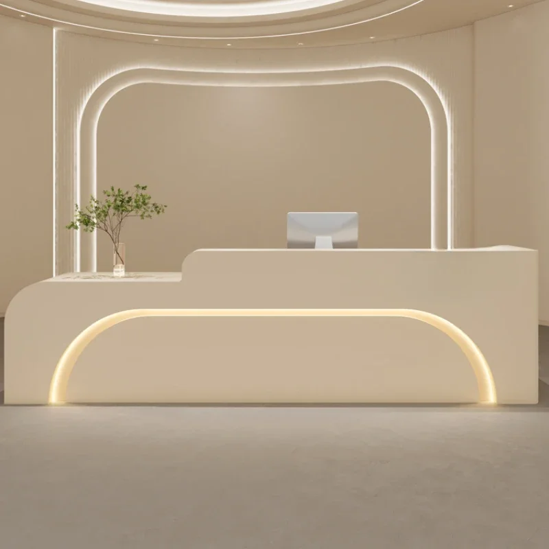 White Modern Reception Counter Beauty Salon Stylish Contracted Reception Counter New Recepcion Salon De Belleza Office Furniture