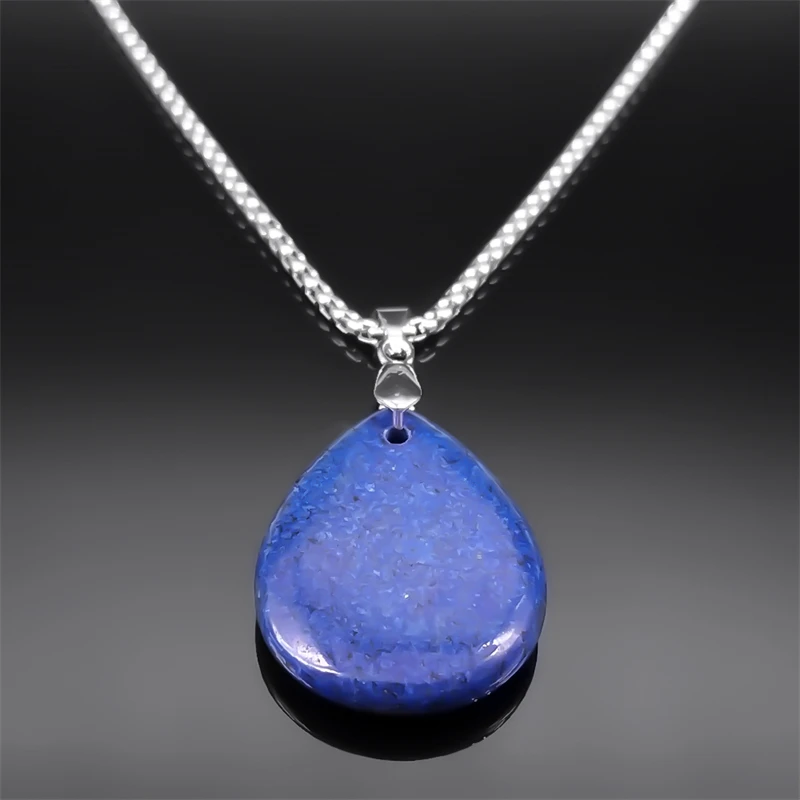 Yoga Tree of Life Necklace for Women Men Lapis Lazuli Stone Stainless Steel Silver Color Amulet Chain Jewelry collier NZZZ366-5S