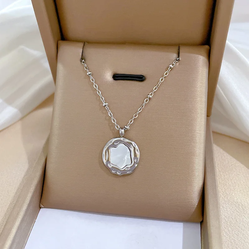 OIMG 316L Stainless Steel Gold Silver Color Fashion Simple Heart Geometric Pendant Necklace For Women Girls No Fading Jewelry