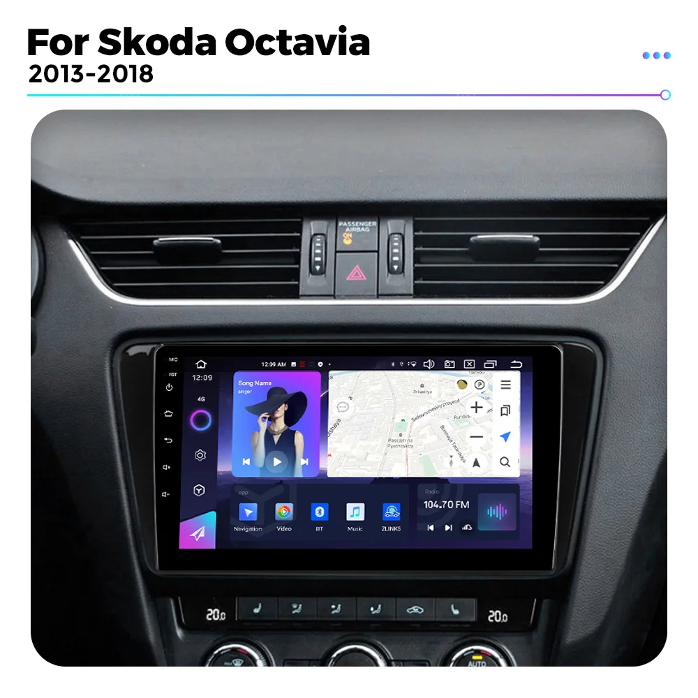 Navifly QLED 2K Touch Screen For Skoda Octavia 3 A7 2013-2018 Car Radio Multimedia Video Player Navigation Stereo GPS Android 13