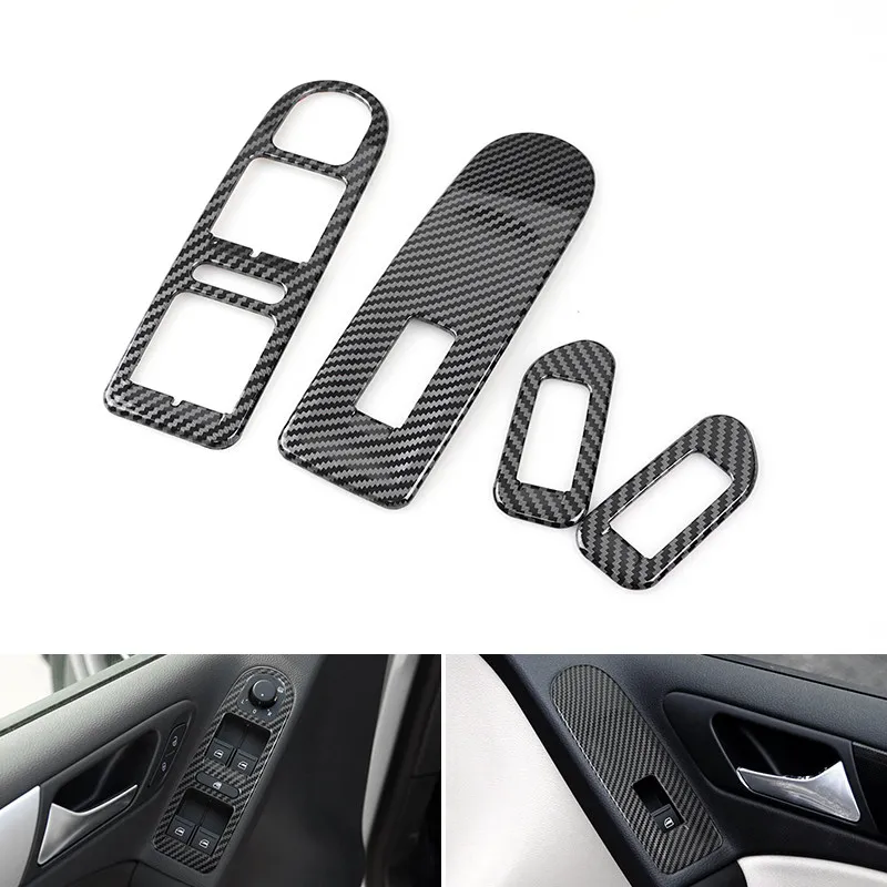 For VW Golf 6 MK6 2010 2011 2012 2013 Interior Window Lifter Switch Control Panel Cover Carbon Texture Inner Accessories Trim